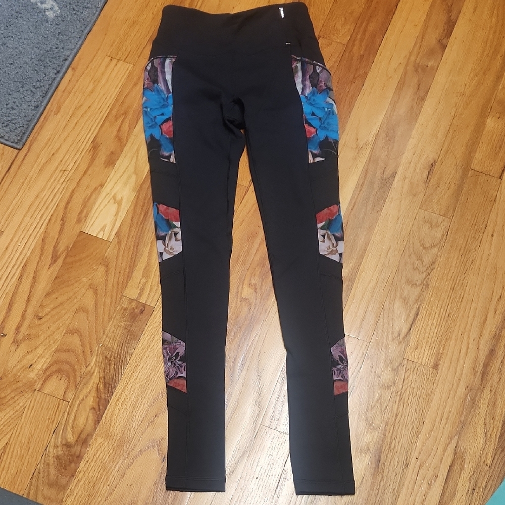 Calia Black Leggings with Vibrant Accents, XS, Like New